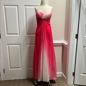 Cache Strapless Pink White prom dress size 2 #336